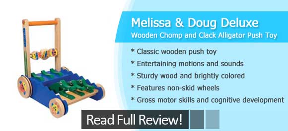 Melissa & Doug Deluxe Wooden Chomp and Clack Alligator Push Toy